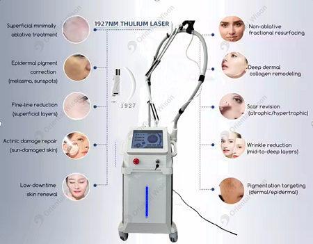 Vertikale fraktionale 1927nm Thuliumlaserhaut Anti-Aging-Schönheitsmaschine